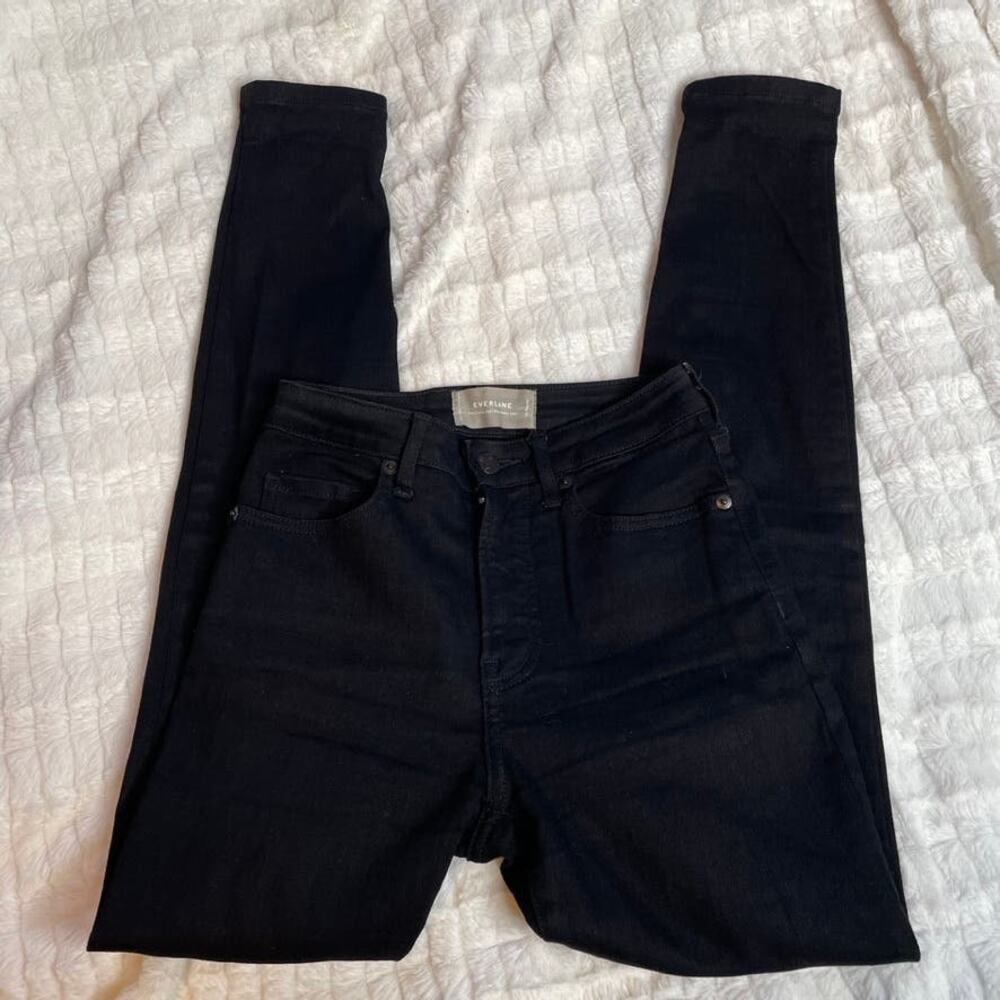 EVERLANE The Curvy High Rise Skinny Jean Black 24 Regular Denim